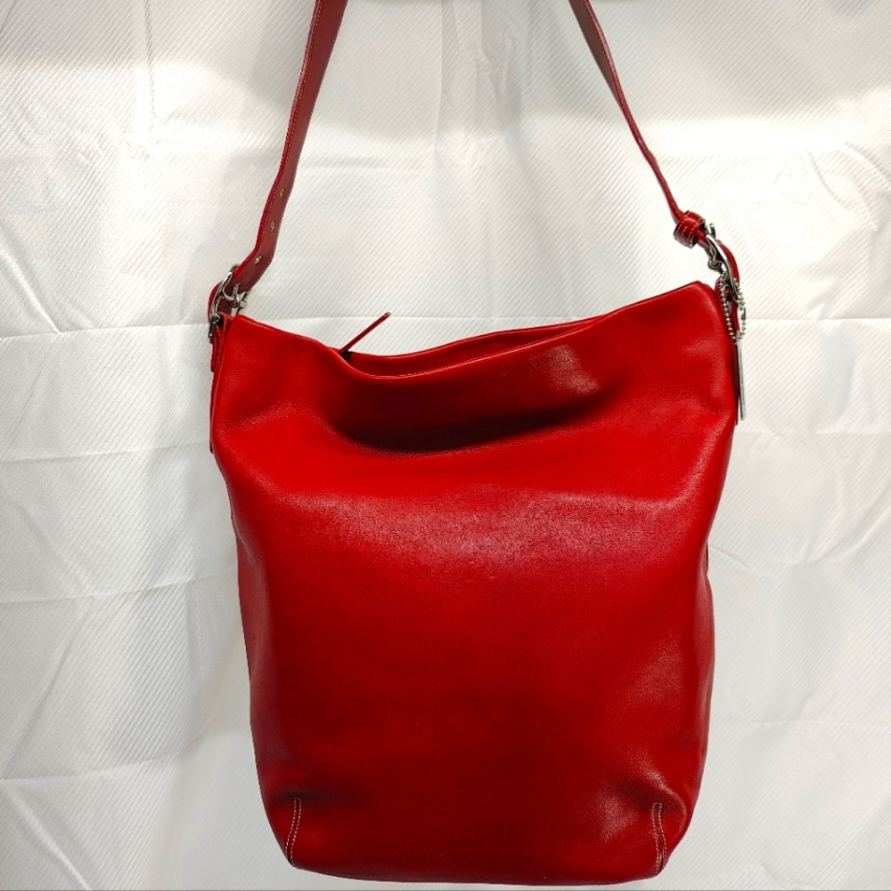 🔥💯 Authentic Vintage Coach (9151) Large Red Duffle Bucket Bag RARE